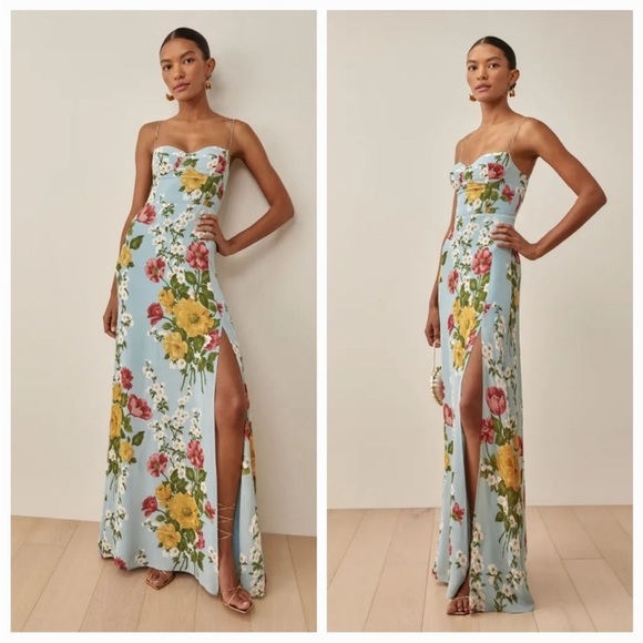 Reformation Melita Gown in ‘Florist’ - blue floral - size 4 - Picture 1 of 16